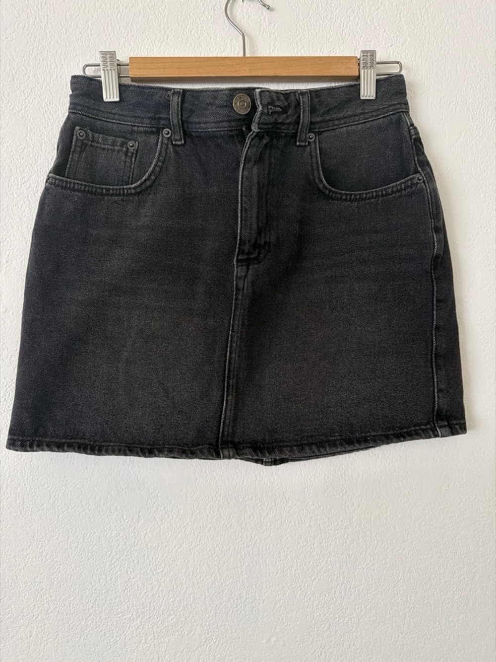 BDG Washed Black Denim Mini Skirt